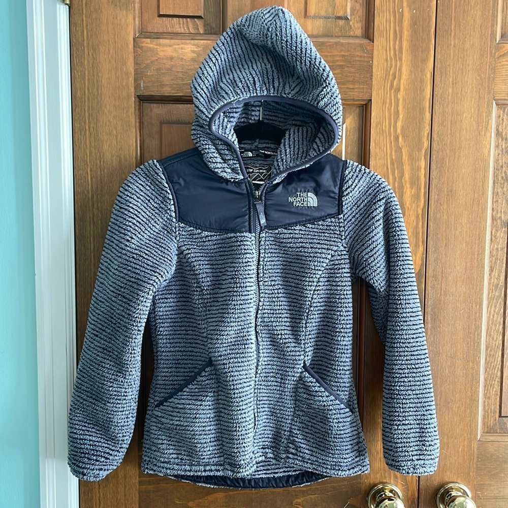 North Face girls striped fleece jacket - sz medium (10/12)